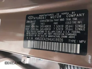 2017 Hyundai Tucson Sport with VIN KM8J3CA29HU418926, listed as a IAAI auction lot 41842649 with 73,605 mi miles and . Bid and sale history available at DreamBid. Image 9.