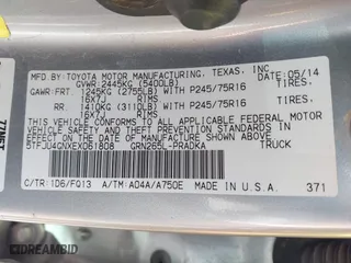2014 Toyota Tacoma PreRunner with VIN 5TFJU4GNXEX061808, listed as a IAAI auction lot 41585931 with 214,240 mi miles. Bid and sale history available at carsss.com. Image 9.