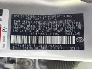 2012 Toyota Camry L with VIN 4T1BF1FK7CU114902, listed as a IAAI auction lot 42154137 with 75,600 mi miles. Bid and sale history available at carsss.com. Image 9.