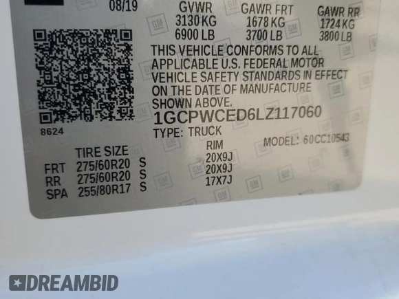 2020 Chevrolet Silverado 1500 LT with VIN 1GCPWCED6LZ117060, listed as a Copart auction lot 52917525 with 101,858 mi miles and Non Repairable. Bid and sale history available at carsss.com. Image 12.