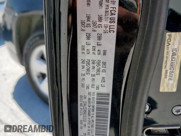 2017 Jeep Compass High Altitude with VIN 1C4NJCEA9HD151218, listed as a Copart auction lot 54198965 with 115,932 mi miles and Salvage title. Bid and sale history available at DreamBid. Image 13.
