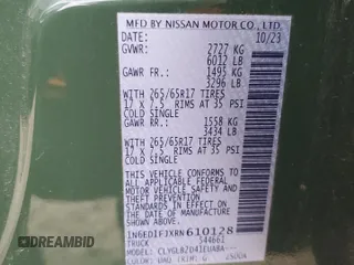 2024 Nissan Frontier SV z VIN 1N6ED1FJXRN610128, wystawiony jako Copart lot #84443644 z przebiegiem Nie podano mil oraz Szkoda całkowita • Salvage title. Historia ofert i sprzedaży dostępna na DreamBid. Obrazek 14.