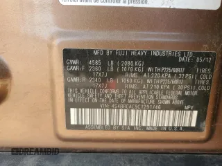 2012 Subaru Outback 2.5i with VIN 4S4BRCAC9C1291746, listed as a Copart auction lot 60320095 with 105,276 mi miles and Salvage title. Bid and sale history available at DreamBid. Image 12.