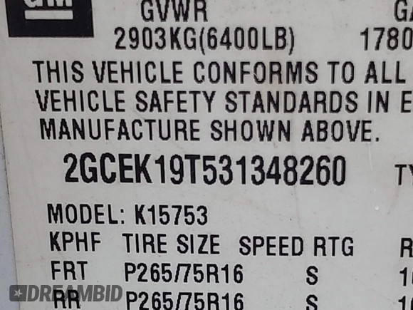 2003 Chevrolet Silverado 1500 LS с VIN 2GCEK19T531348260, выставлен на аукционе IAAI как лот 40731230 с пробегом 286 286 миль миль и . История ставок и продаж доступна на DreamBid. Изображение 9.