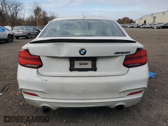 2018 BMW 2 Series M240i with VIN WBA2J5C56JVB28001, listed as a Copart auction lot 77845314 with 0 mi miles and Salvage Title. Bid and sale history available at carsss.com. Image 6.