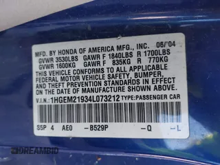 2004 Honda Civic EX z VIN 1HGEM21934L073212, wystawiony jako IAAI lot #40890887 z przebiegiem 224 012 mil mil oraz . Historia ofert i sprzedaży dostępna na DreamBid. Obrazek 9.