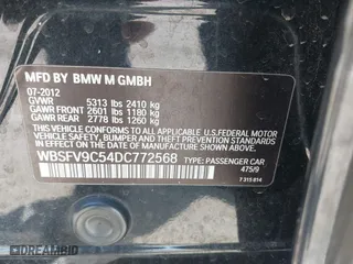 2013 BMW M5 with VIN WBSFV9C54DC772568, listed as a IAAI auction lot 41866486 with 99,072 mi miles. Bid and sale history available at carsss.com. Image 9.
