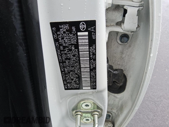 2018 Toyota Prius One with VIN JTDKDTB39J1615454, listed as a Copart auction lot 52724695 with 53,806 mi miles and Clean Title. Bid and sale history available at DreamBid. Image 12.