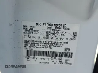 2011 Ford F-150 XL with VIN 1FTNF1CF8BKE04150, listed as a Copart auction lot 82493914 with 169,913 mi miles and Clean Title. Bid and sale history available at DreamBid. Image 12.