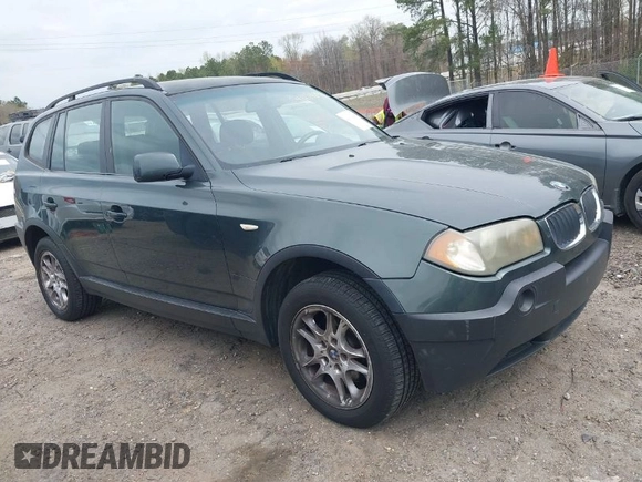 2004 BMW X3 2.5i with VIN WBXPA73494WC43320, listed as a IAAI auction lot 41854091 with 165,368 mi miles. Bid and sale history available at carsss.com. Image 1.