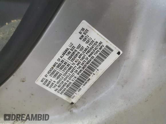 2007 Honda Odyssey LX z VIN 5FNRL38287B004153, wystawiony jako Copart lot #58095495 z przebiegiem Nie podano mil oraz Szkoda całkowita • Salvage title. Historia ofert i sprzedaży dostępna na DreamBid. Obrazek 13.