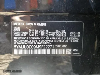2021 BMW X5 M with VIN 5YMJU0C09M9F22271, listed as a Copart auction lot 52920244 with 28,412 mi miles. Bid and sale history available at carsss.com. Image 13.