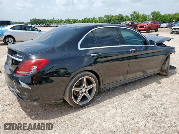 2015 Mercedes-Benz C 300 Luxury with VIN 55SWF4KB0FU013726, listed as a Copart auction lot 62766725 with 75,380 mi miles and Salvage title. Bid and sale history available at DreamBid. Image 3.