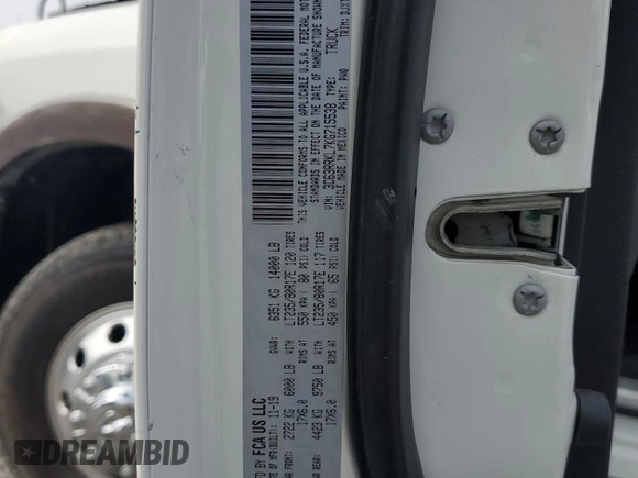 2019 Ram 3500 Longhorn with VIN 3C63RRKL7KG715538, listed as a Copart auction lot 72367064 with 82,661 mi miles and Salvage Title. Bid and sale history available at carsss.com. Image 12.