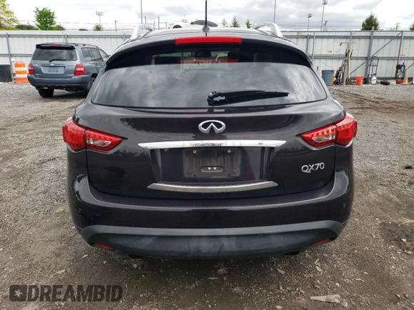2017 Infiniti QX70 z VIN JN8CS1MW5HM410765, wystawiony jako Copart lot #55641545 z przebiegiem Nie podano mil oraz Szkoda całkowita • Salvage title. Historia ofert i sprzedaży dostępna na DreamBid. Obrazek 6.