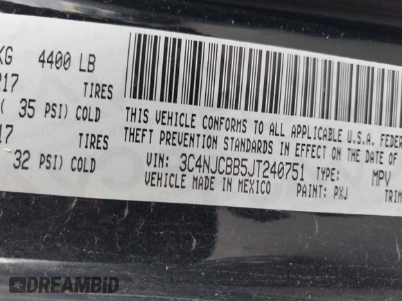 2018 Jeep Compass Altitude with VIN 3C4NJCBB5JT240751, listed as a IAAI auction lot 41674481 with 132,898 mi miles and . Bid and sale history available at DreamBid. Image 9.