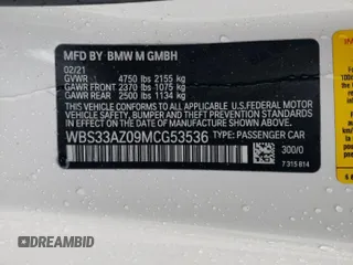 2021 BMW M4 Competition with VIN WBS33AZ09MCG53536, listed as a Copart auction lot 80119524 with 23,494 mi miles and Salvage Title. Bid and sale history available at carsss.com. Image 13.