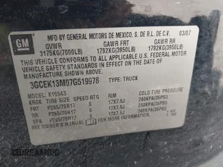 2007 Chevrolet Silverado 1500 LTZ with VIN 3GCEK13M07G519978, listed as a IAAI auction lot 41975934 with 222,828 mi miles. Bid and sale history available at carsss.com. Image 9.