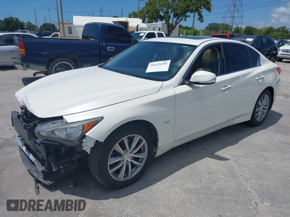 2016 Infiniti Q50 2.0t Premium with VIN JN1CV7AR3GM252349, listed as a IAAI auction lot 39425256 with 49,767 mi miles. Bid and sale history available at carsss.com. Image 2.