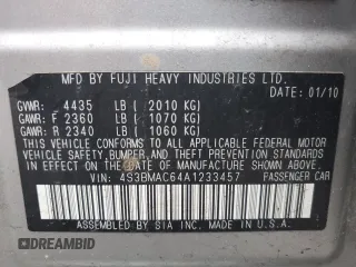 2010 Subaru Legacy Premium All-Weather Anniversary with VIN 4S3BMAC64A1233457, listed as a Copart auction lot 55796215 with 237,735 mi miles and Salvage title. Bid and sale history available at DreamBid. Image 13.