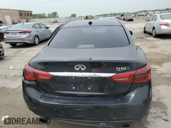 2018 Infiniti Q50 Luxe with VIN JN1EV7AP3JM357617, listed as a Copart auction lot 54531715 with 103,373 mi miles and Salvage title. Bid and sale history available at DreamBid. Image 6.