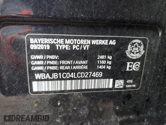 2020 BMW 5 Series z VIN WBAJB1C04LCD27469, wystawiony jako Copart lot #85962264 z przebiegiem 112 807 mil mil oraz Czysty tytuł • Clean title. Historia ofert i sprzedaży dostępna na DreamBid. Obrazek 13.