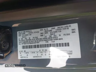 2019 Ford F-150 XL с VIN 1FTEX1CP5KKC67707, выставлен на аукционе IAAI как лот 42146747 с пробегом 72 754 миль миль и . История ставок и продаж доступна на DreamBid. Изображение 9.