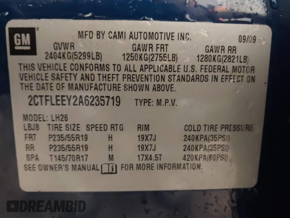 2010 GMC Terrain SLE-2 с VIN 2CTFLEEY2A6235719, выставлен на аукционе IAAI как лот 41391776 с пробегом 195 416 миль миль и . История ставок и продаж доступна на DreamBid. Изображение 9.