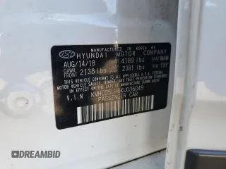 2019 Hyundai Ioniq Limited z VIN KMHC05LH6KU036049, wystawiony jako Copart lot #80132394 z przebiegiem 105 682 mil mil oraz Szkoda całkowita • Salvage title. Historia ofert i sprzedaży dostępna na DreamBid. Obrazek 12.