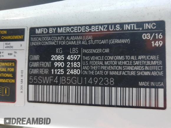 2016 Mercedes-Benz C 300 с VIN 55SWF4JB5GU149238, выставлен на аукционе Copart как лот 87920625 с пробегом 163 808 миль миль и Чистый • Clean title. История ставок и продаж доступна на DreamBid. Изображение 12.