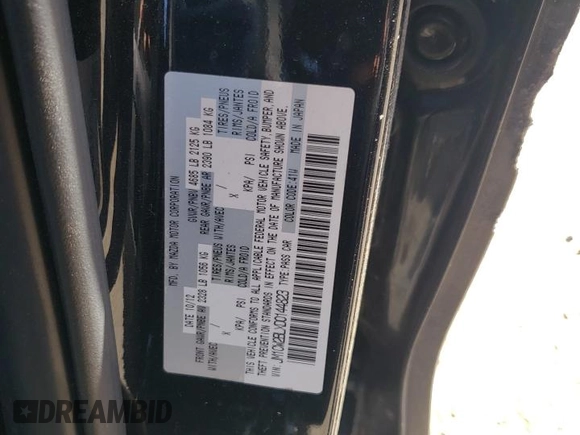 2013 Mazda 5 Sport with VIN JM1CW2BLXD0144823, listed as a Copart auction lot 52531205 with Not Provided miles and Salvage Title. Bid and sale history available at DreamBid. Image 14.