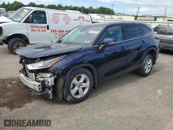 2021 Toyota Highlander L with VIN 5TDBZRBH9MS552153, listed as a Copart auction lot 65512635 with 20,153 mi miles and Salvage title. Bid and sale history available at DreamBid. Image 1.