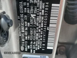 2014 Kia Sorento LX with VIN 5XYKT3A66EG507894, listed as a Copart auction lot 54624194 with 177,869 mi miles and Salvage Title. Bid and sale history available at DreamBid. Image 13.