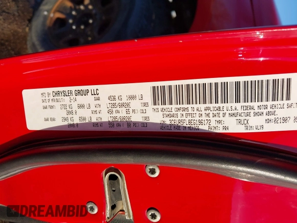 2014 Ram 2500 Laramie with VIN 3C6UR5FL8EG196172, listed as a IAAI auction lot 41757947 with 172,302 mi miles. Bid and sale history available at carsss.com. Image 9.