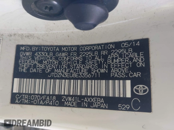 2014 Toyota Prius Two z VIN JTDZN3EU8E3356711, wystawiony jako IAAI lot #42421684 z przebiegiem 228 729 mil mil oraz . Historia ofert i sprzedaży dostępna na DreamBid. Obrazek 9.