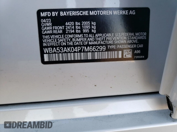2023 BMW 2 Series 228i with VIN WBA53AK04P7M66299, listed as a Copart auction lot 81856304 with 7,037 mi miles and Salvage Title. Bid and sale history available at carsss.com. Image 14.