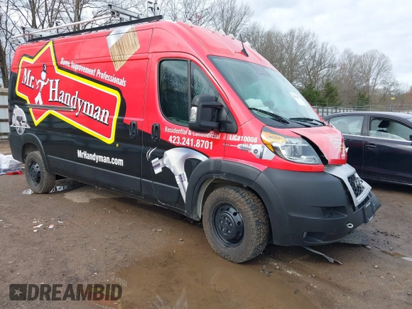 2022 Ram ProMaster Cargo with VIN 3C6LRVDG0NE111435, listed as a IAAI auction lot 41854667 with 72,524 mi miles and . Bid and sale history available at DreamBid. Image 1.
