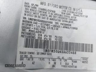 1999 Mercury Sable GS с VIN 1MEFM50U6XA655488, выставлен на аукционе IAAI как лот 42667715 с пробегом 200 917 миль миль и . История ставок и продаж доступна на DreamBid. Изображение 9.