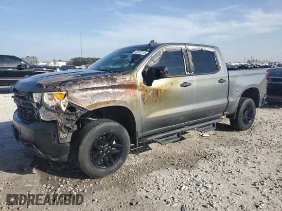 2021 Chevrolet Silverado 1500 Custom Trail Boss with VIN 3GCPYCEF4MG226338, listed as a Copart auction lot 49102115 with 76,117 mi miles and Salvage Title. Bid and sale history available at DreamBid. Image 1.