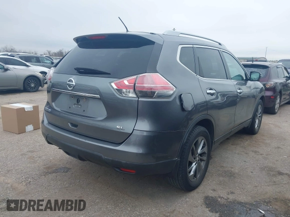 2015 Nissan Rogue SL with VIN 5N1AT2MT9FC875950, listed as a IAAI auction lot 41621949 with 107,605 mi miles. Bid and sale history available at carsss.com. Image 4.