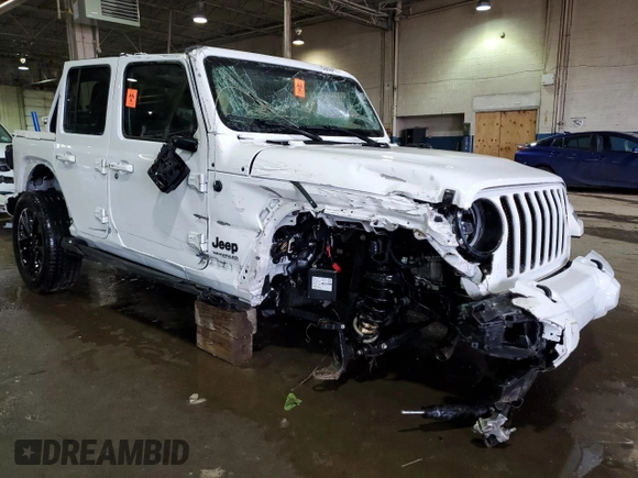 2021 Jeep Wrangler Unlimited Sahara High Altitude with VIN 1C4HJXEN7MW651514, listed as a Copart auction lot 83654114 with Not provided miles and Salvage title. Bid and sale history available at DreamBid. Image 4.