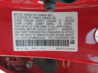 2021 Honda Civic Sport with VIN 2HGFC2F84MH536320, listed as a IAAI auction lot 42145631 with 50,664 mi miles and . Bid and sale history available at DreamBid. Image 9.