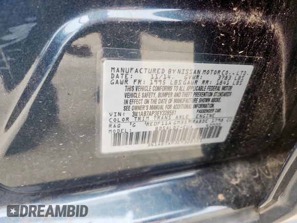 2014 Nissan Sentra SV with VIN 3N1AB7AP3EY328581, listed as a Copart auction lot 58059755 with 101,863 mi miles and Salvage title. Bid and sale history available at DreamBid. Image 12.