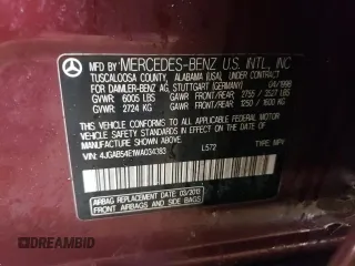 1998 Mercedes-Benz M-Class with VIN 4JGAB54E1WA034383, listed as a Copart auction lot 80363374 with 122,125 mi miles and Salvage Title. Bid and sale history available at carsss.com. Image 12.