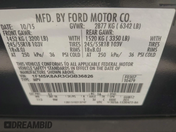 2016 Ford Police Interceptor Utility z VIN 1FM5K8AR3GGB36826, wystawiony jako IAAI lot #42177474 z przebiegiem 65 464 mil mil oraz . Historia ofert i sprzedaży dostępna na DreamBid. Obrazek 9.