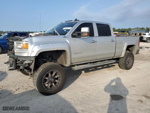 2015 GMC Sierra 2500HD available WiFi SLT with VIN 1GT12ZE88FF555303, listed as a Copart auction lot 79055674 with NaN miles and Salvage Title. Bid and sale history available at carsss.com. Image 1.