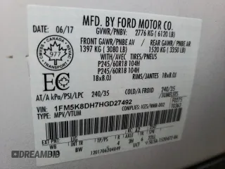 2017 Ford Explorer XLT z VIN 1FM5K8DH7HGD27492, wystawiony jako Copart lot #55501705 z przebiegiem 74 764 mil mil oraz Szkody całkowita. Historia ofert i sprzedaży dostępna na DreamBid. Obrazek 12.