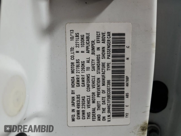 2014 Acura RLX Technology z VIN JH4KC1F58EC007386, wystawiony jako Copart lot #85366634 z przebiegiem 124 832 mil mil oraz Szkoda całkowita • Salvage title. Historia ofert i sprzedaży dostępna na DreamBid. Obrazek 13.