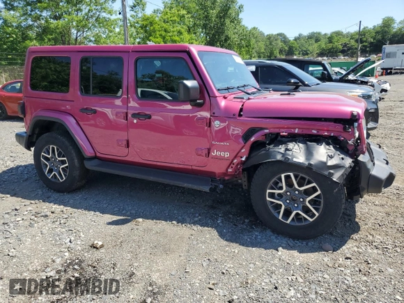 2024 Jeep Wrangler Sahara with VIN 1C4PJXEG8RW336631, listed as a Copart auction lot 62526235 with Not provided miles and Salvage title. Bid and sale history available at DreamBid. Image 4.