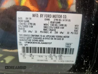 2020 Ford Explorer Platinum z VIN 1FM5K8HC0LGA60137, wystawiony jako Copart lot #64837965 z przebiegiem 24 932 mil mil oraz Szkoda całkowita • Salvage title. Historia ofert i sprzedaży dostępna na DreamBid. Obrazek 13.